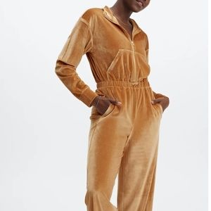 Velour Zip-Up Wide Leg Onesie